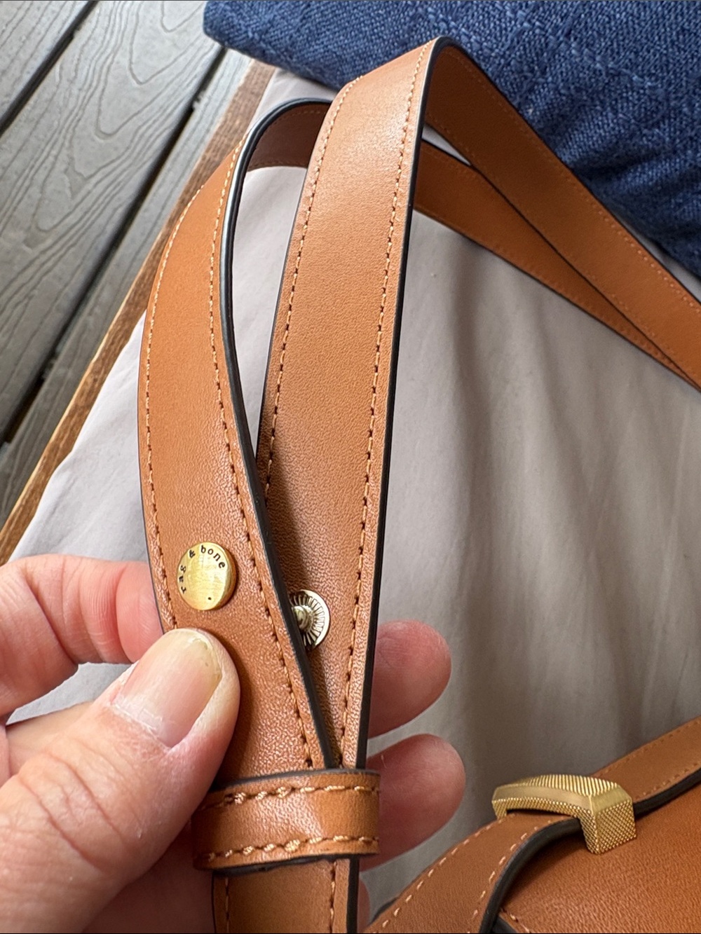 Rag & Bone New York Tan Leather and Canvas Shoulder Bag Adjustable Strap w/dusty - Picture 15 of 16